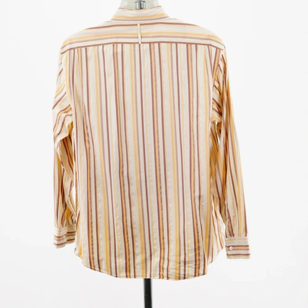 Banana Republic Yellow Striped Men's Large Cotton Collared Dress Shirt Long Slee